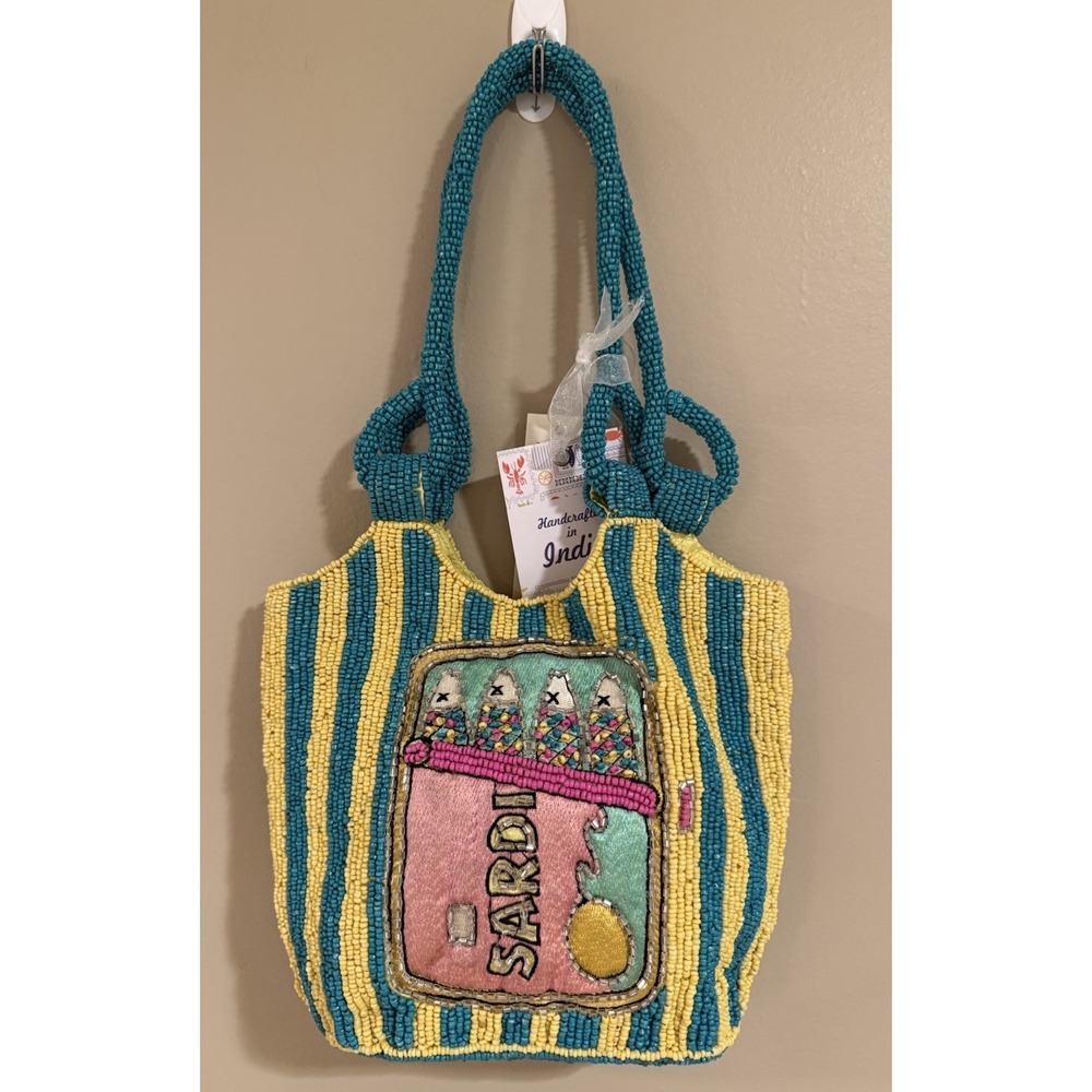 Viral‎ Handcrafted In India Beaded Sardines In A Can Handbag Purse NWT